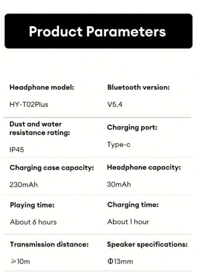 هيونداي سماعات أذن بلوتوث HYUNDAI HY-T02Plus، تصميم نصف داخل الأذن مع صوت جهير عميق، جودة صوت عالية، عمر بطارية طويل، إلغاء الضوضاء، ميكروفون عالي الدقة، للموسيقى والألعاب، انخفاض في التأخير، مريح للارتداء، متوافق مع الهواتف الذكية والكمبيوتر - Image 4